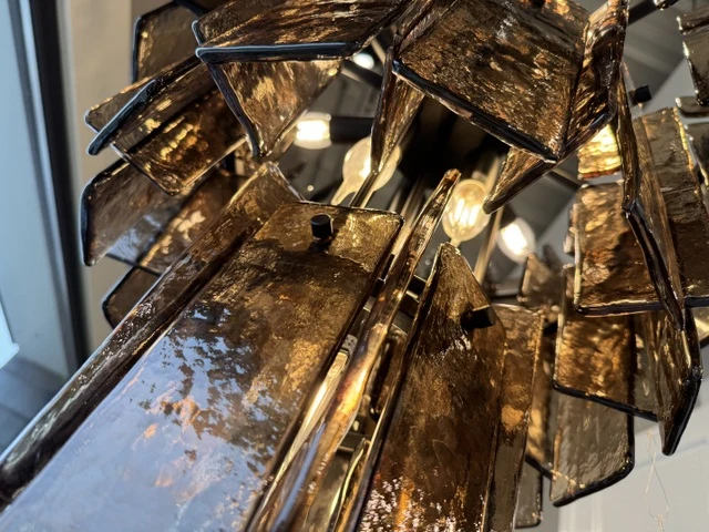 Kronleuchter braun, Kronleuchter Glas 7 Flammig, Durchmesser 56 cm