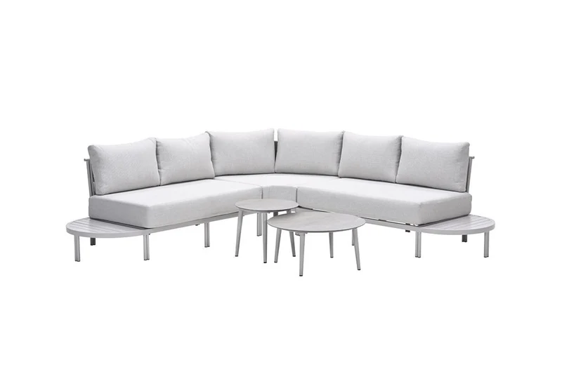 Loungesofa taupe 5-teilig, Gartenecksofa taupe, Gartenlounge taupe, Maße 269x269 cm