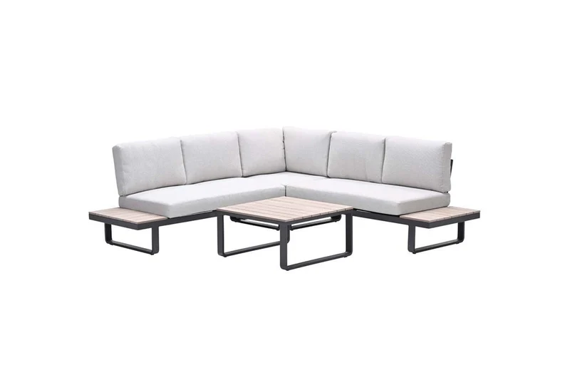 Loungesofa taupe 4-teilig, Gartenecksofa anthrazit, Gartenlounge anthrazit, Maße 239x239 cm