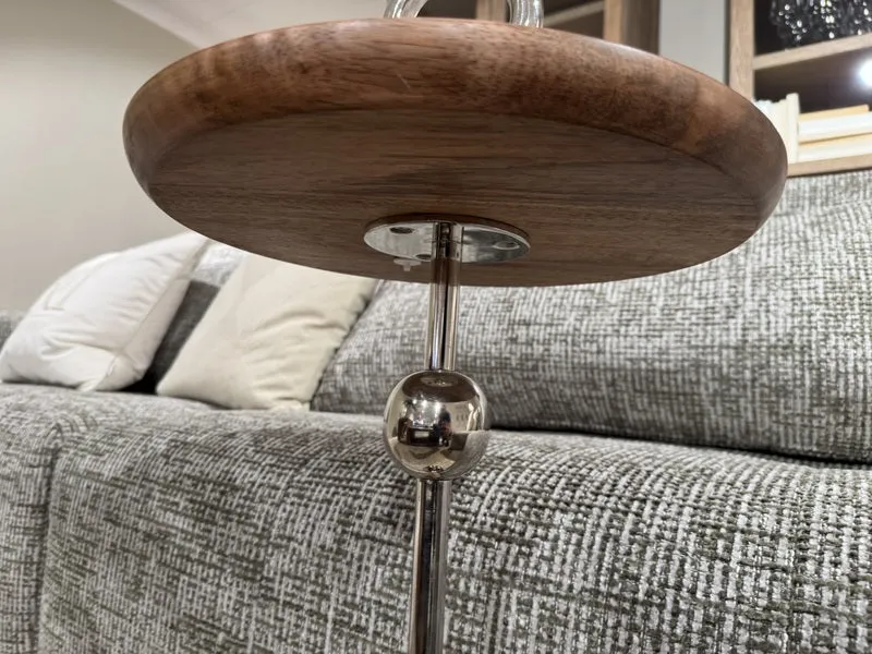 Beistelltisch rund Silber-Holz, Beistelltisch Holz, Durchmesser 45 cm