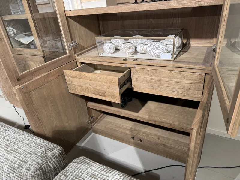 Vitrine Eiche, Geschirrschrank Eiche, Breite 110 cm