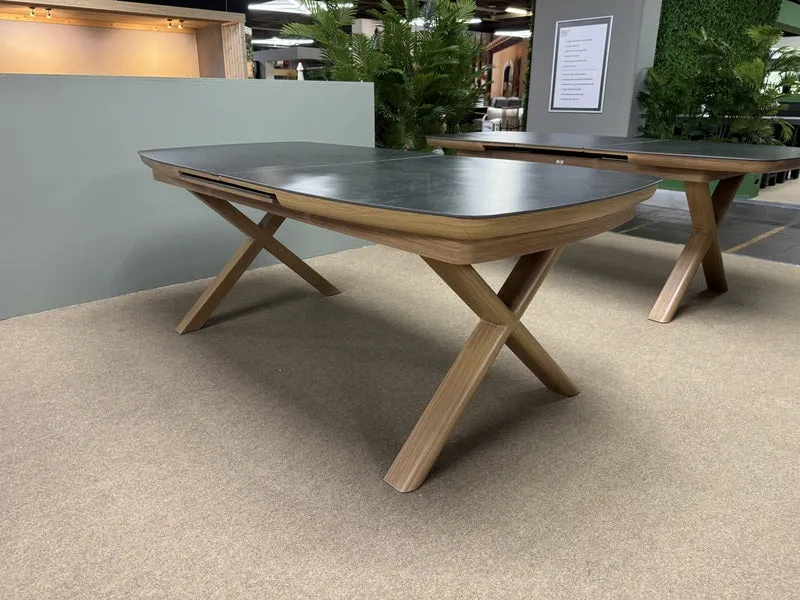 Gartentisch ausziehbar grau-Naturholz-Optik, ausziehbarer Gartentisch, Länge 200-260 cm