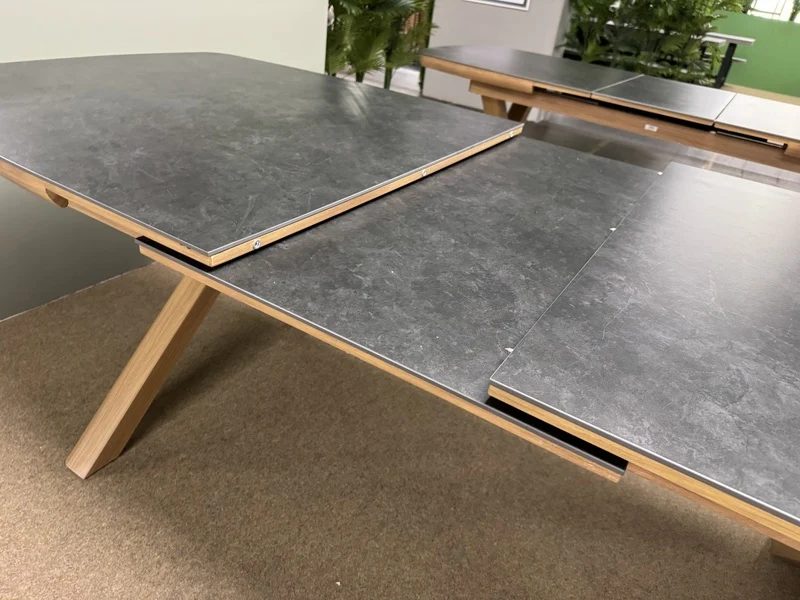 Gartentisch ausziehbar grau-Naturholz-Optik, ausziehbarer Gartentisch, Länge 200-260 cm