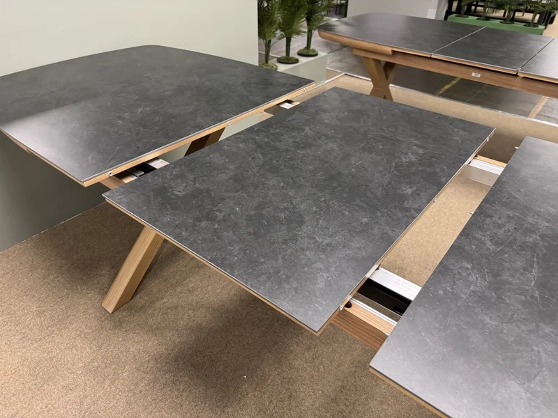 Gartentisch ausziehbar grau-Naturholz-Optik, ausziehbarer Gartentisch, Länge 200-260 cm