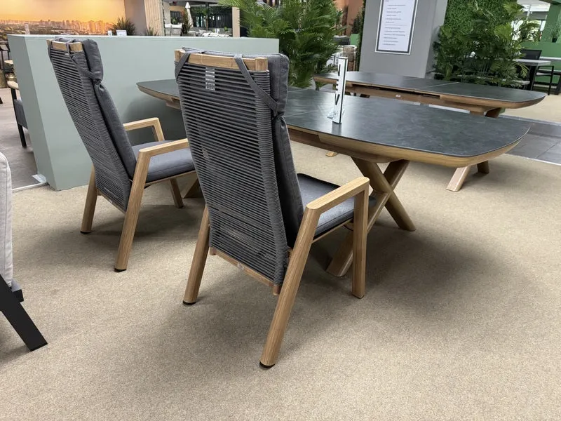 Gartentisch ausziehbar grau-Naturholz-Optik, ausziehbarer Gartentisch, Länge 200-260 cm