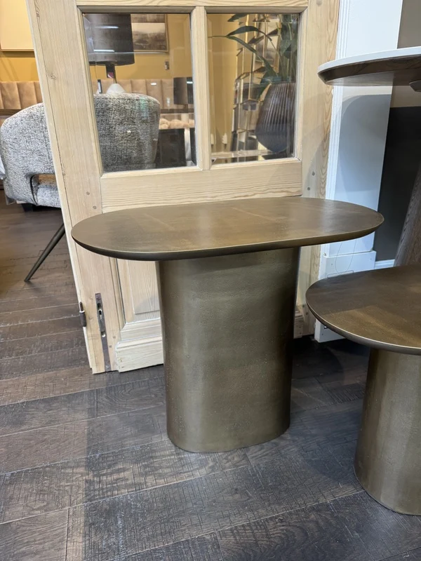 Beistelltisch Bronze-Gold, Beistelltisch Metall-Bronze, Beistelltisch oval Gold, Breite 60 cm