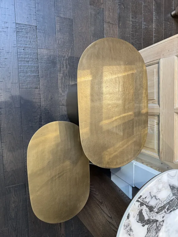 Beistelltisch Bronze-Gold, Beistelltisch Metall-Bronze, Beistelltisch oval Gold, Breite 60 cm