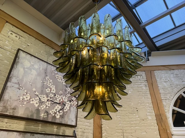 Kronleuchter grün, Kronleuchter Glas 10 Flammig, Durchmesser 75 cm