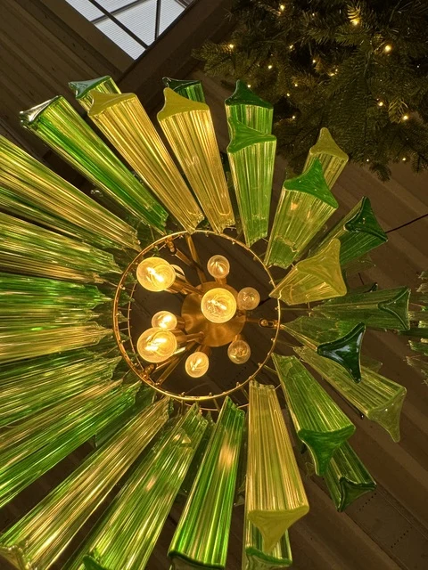 Kronleuchter grün, Kronleuchter Glas 6 Flammig, Durchmesser 50 cm