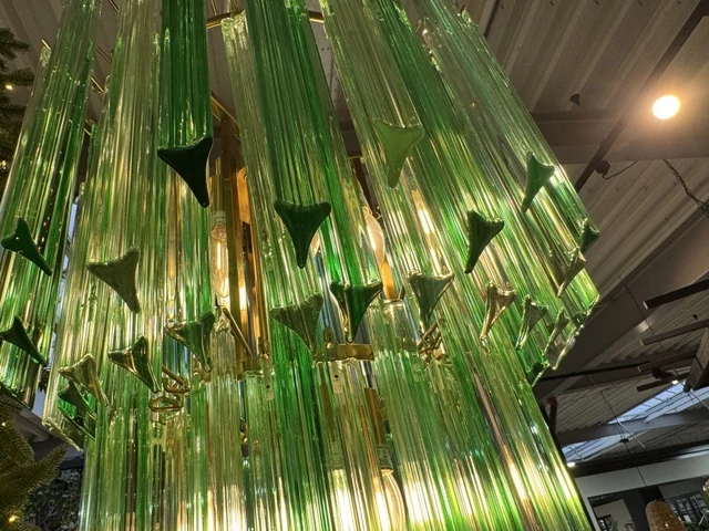 Kronleuchter grün, Kronleuchter Glas 6 Flammig, Durchmesser 50 cm