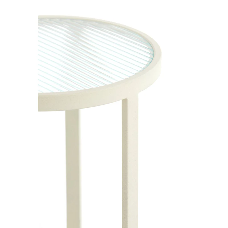 Dekosäule creme-weiß Metall, Säule rund Metall weiß, Höhe 81 cm