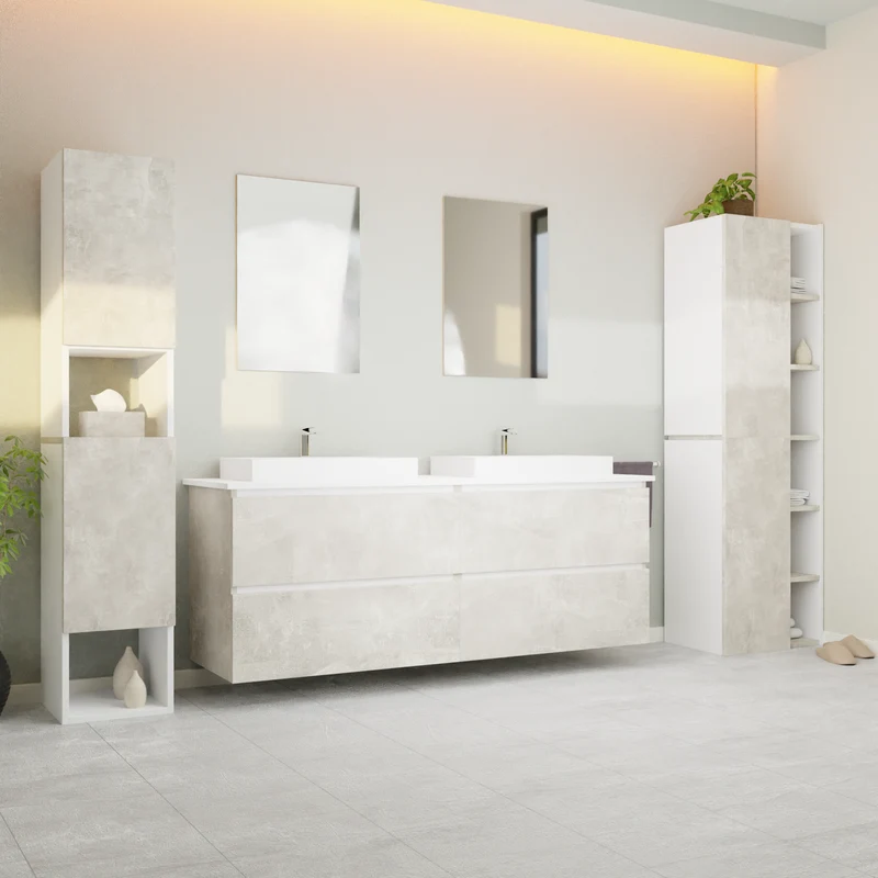 Garlivo Waschbeckenunterschrank GLB-160 Beton mit Schubladen