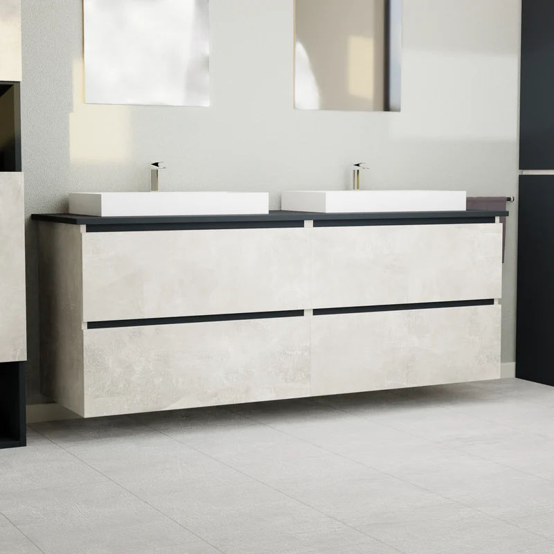 Garlivo Waschbeckenunterschrank GLB-160 Beton mit Schubladen