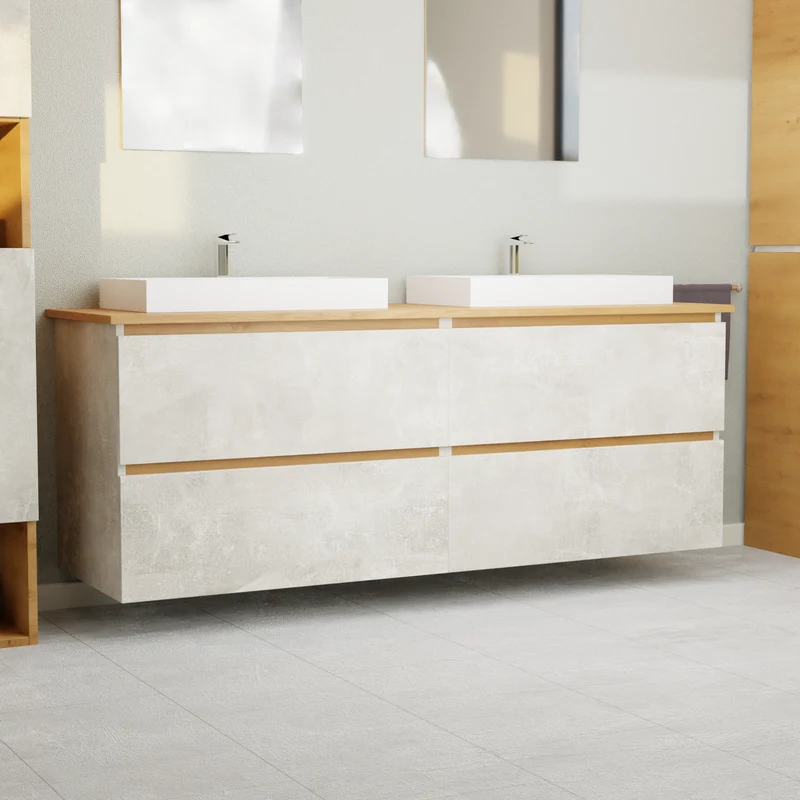 Garlivo Waschbeckenunterschrank GLB-160 Beton mit Schubladen
