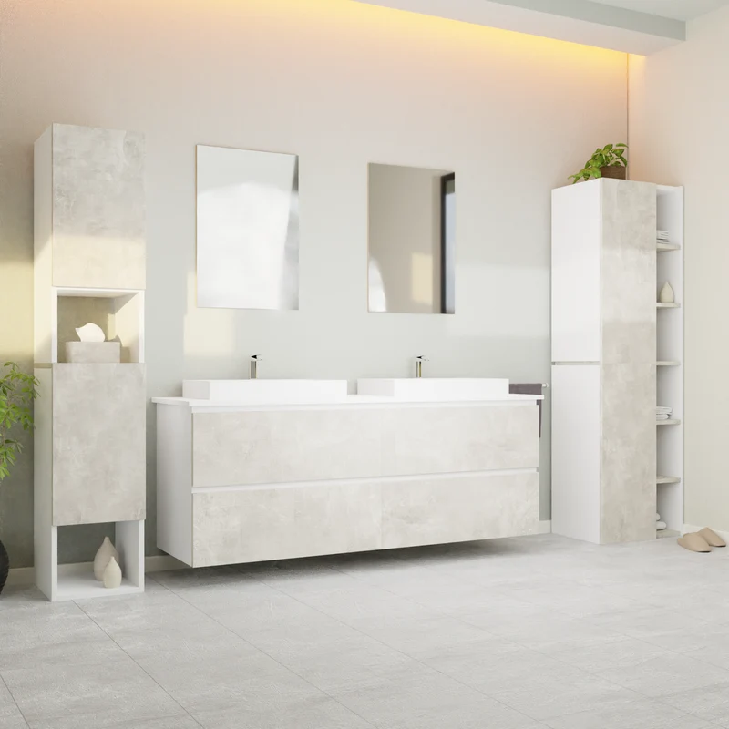 Garlivo Waschbeckenunterschrank GLB-160 Beton mit Schubladen