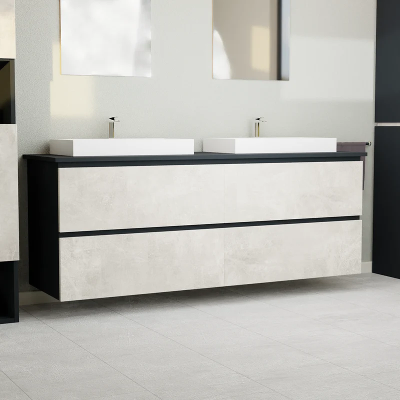 Garlivo Waschbeckenunterschrank GLB-160 Beton mit Schubladen