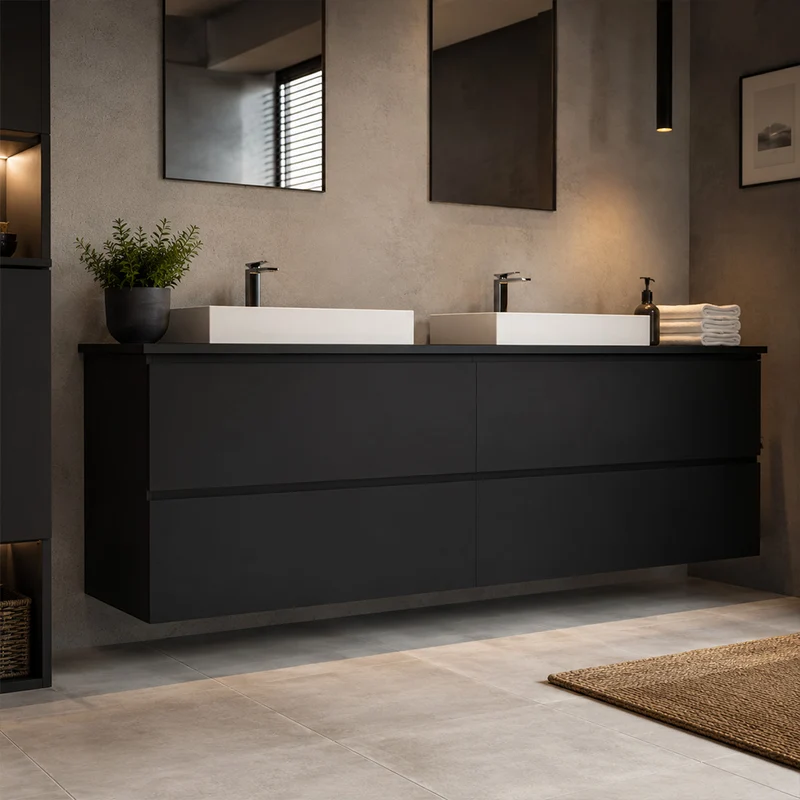 Garlivo Waschbeckenunterschrank GLB-160 Anthrazit mit Schubladen