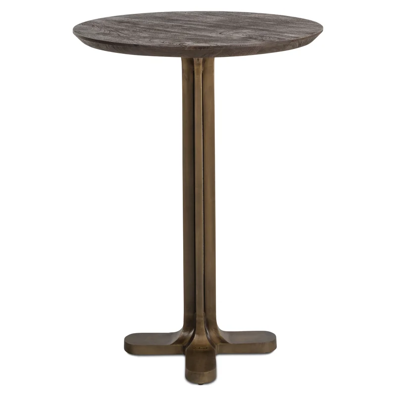 Bartisch rund Bronze-braun, Stehtisch Holz braun, Höhe 105 cm