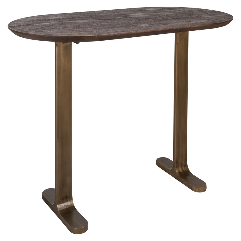 Bartisch oval Bronze-braun, Stehtisch oval Holz braun, Höhe 105 cm