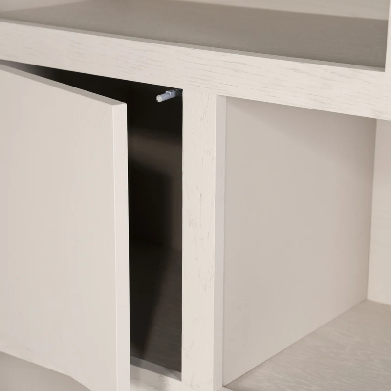 Wohnzimmerschrank beige-taupe Eiche furniert, Schrank taupe mit zwei Türen, Bücherregal taupe Holz Eiche furniert, Breite 200 cm