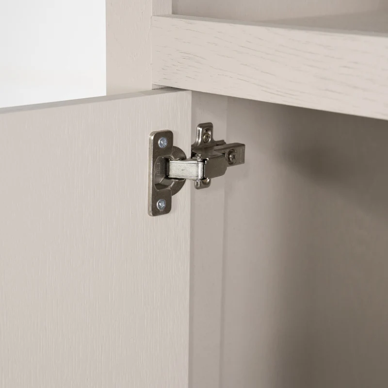 Wohnzimmerschrank beige-taupe Eiche furniert, Schrank taupe mit zwei Türen, Bücherregal taupe Holz Eiche furniert, Breite 120 cm