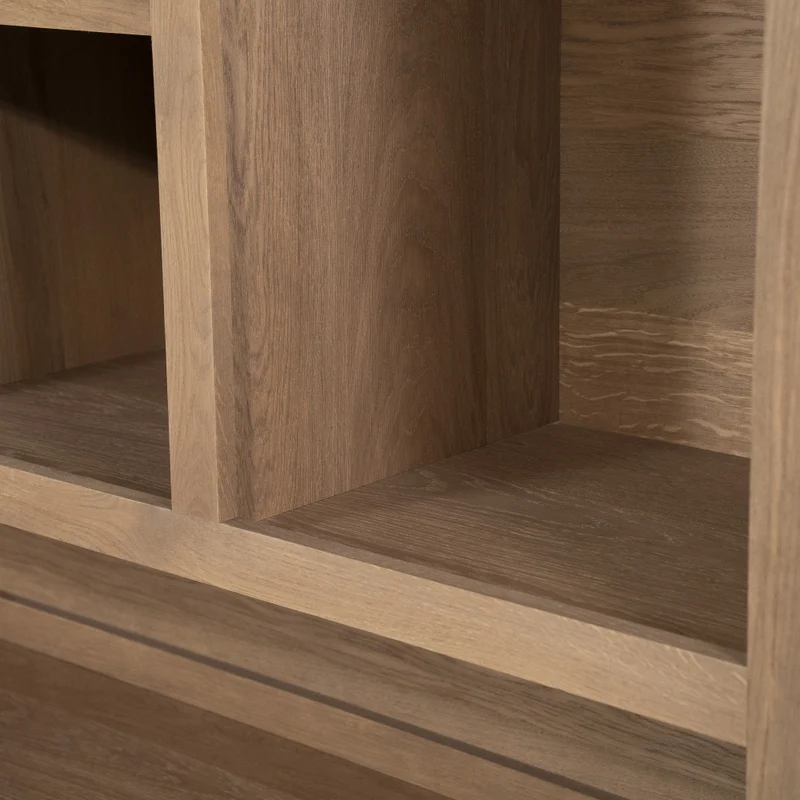 Bücherschrank Natur-braun Eiche furniert, Schrank braun mit zwei Türen, Wohnzimmerschrank braun Holz Eiche furniert, Breite 150 cm