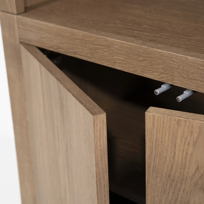 Bücherschrank Natur-braun Eiche furniert, Schrank braun mit zwei Türen, Wohnzimmerschrank braun Holz Eiche furniert, Breite 150 cm