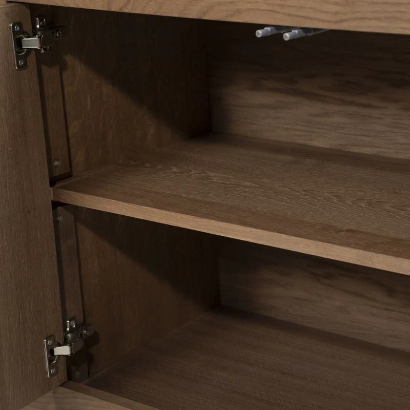 Bücherschrank Natur-braun Eiche furniert, Schrank braun mit zwei Türen, Wohnzimmerschrank braun Holz Eiche furniert, Breite 120 cm