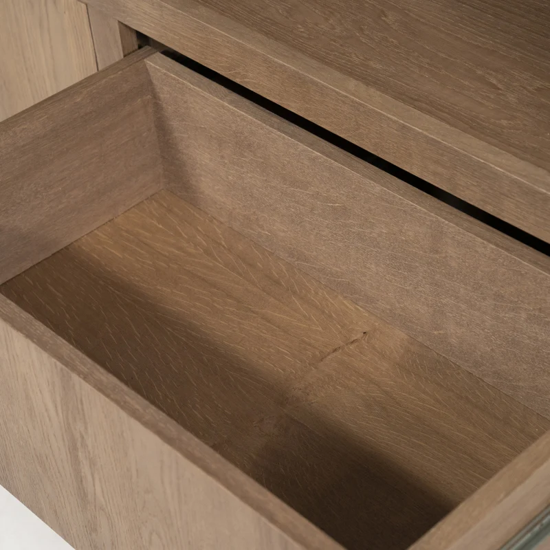 Bücherschrank Natur-braun Eiche furniert, Schrank braun mit zwei Türen, Wohnzimmerschrank braun Holz Eiche furniert, Breite 200 cm