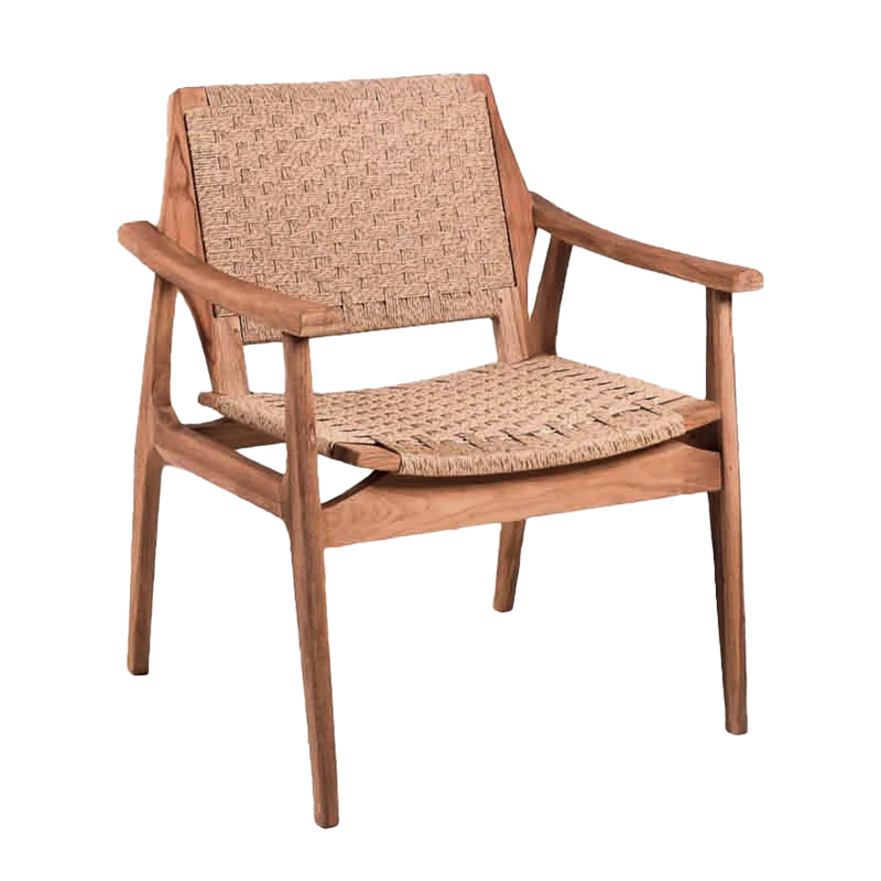 Gartenstuhl stapelbar, Gartenstuhl Teak-Holz Rattan Geflecht, Breite 70 cm