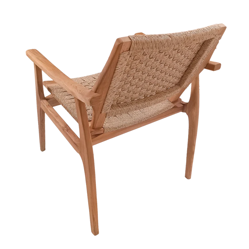 Gartenstuhl stapelbar, Gartenstuhl Teak-Holz Rattan Geflecht, Breite 70 cm