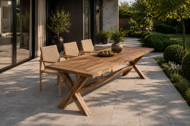 Gartenstuhl stapelbar, Gartenstuhl Teak-Holz Rattan Geflecht, Breite 70 cm