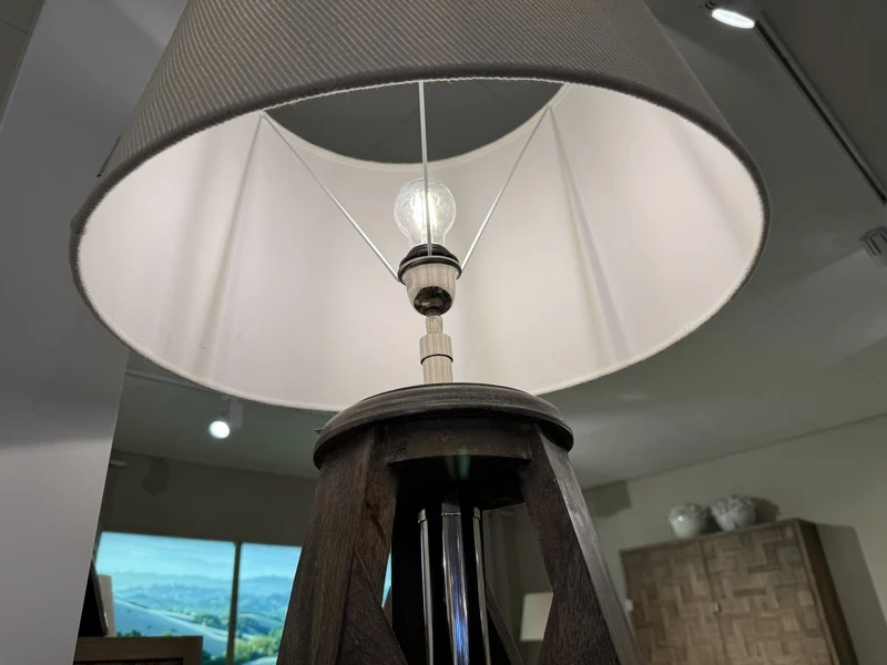 Stehlampe Holz Landhaus, Stehleuchte mit Lampenschirm, Höhe 195 cm