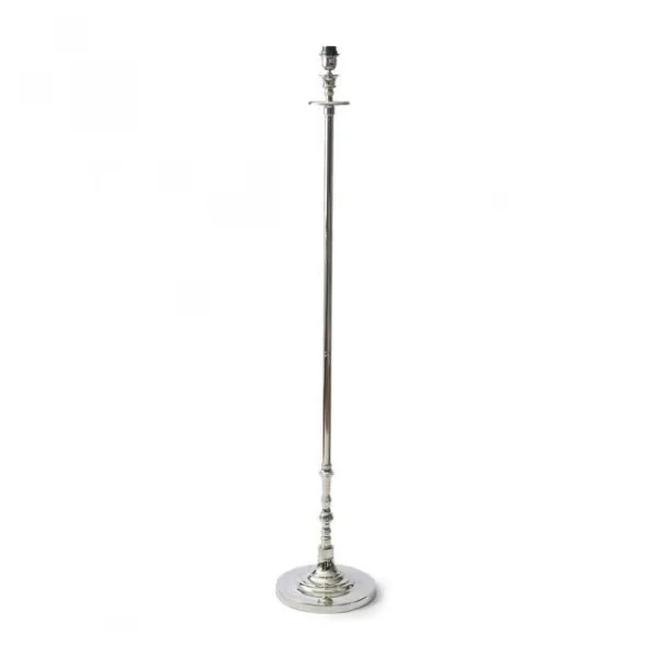 Stehlampe Silber Landhaus, Stehleuchte Silber mit Lampenschirm, Höhe 155-175 cm