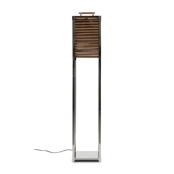 Stehlampe Silber-Holz Landhaus, Stehleuchte Silber, Höhe 125 cm