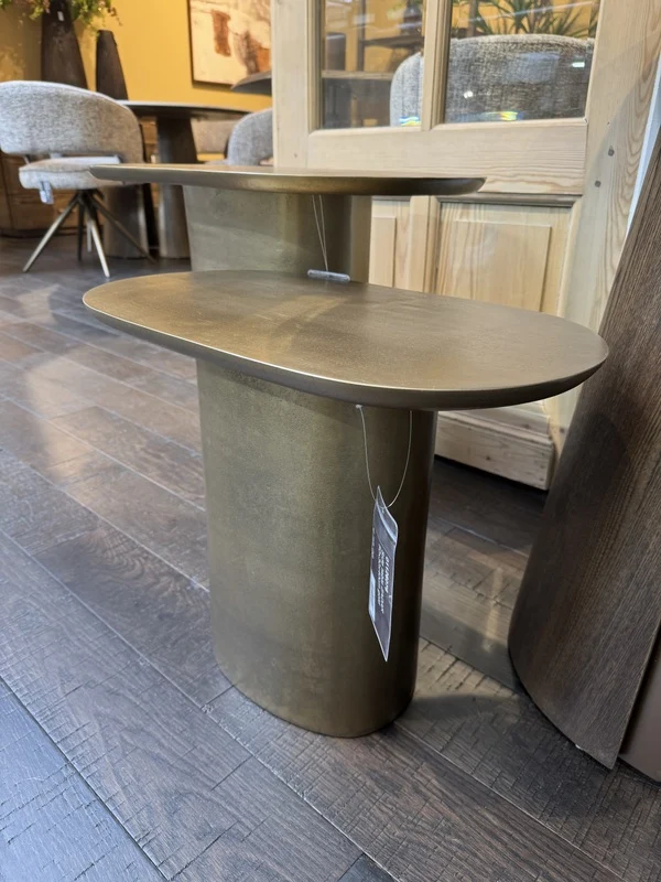 Beistelltisch Bronze-Gold, Beistelltisch Metall-Bronze, Beistelltisch oval Gold, Breite 60 cm
