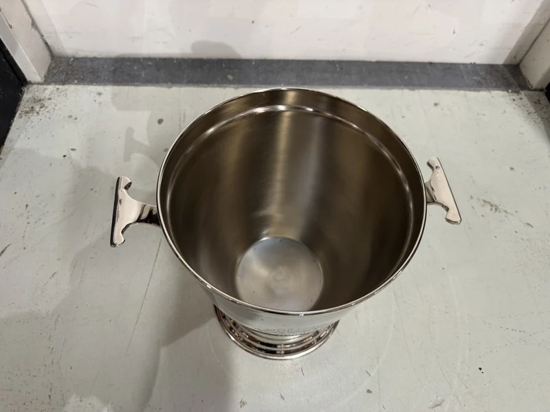 Weinkühler rund Silber, Sektkühler Silber, Breite 28 cm