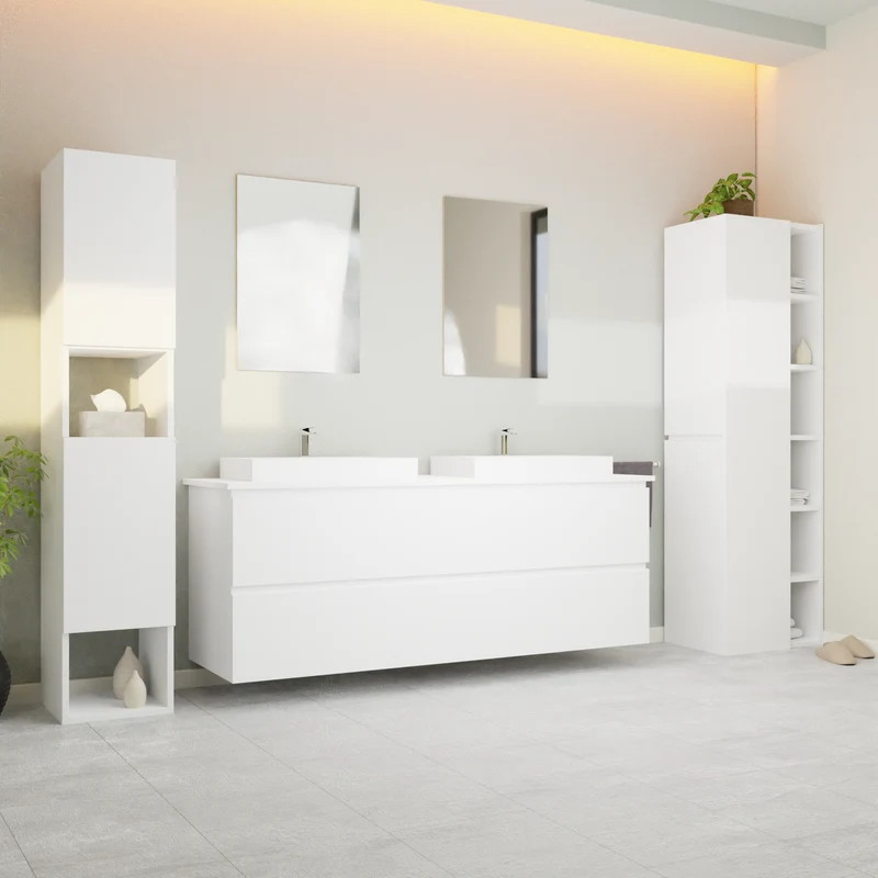Garlivo Waschbeckenunterschrank GLB-160 Weiß mit Schubladen