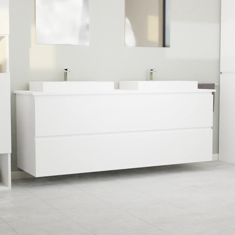 Garlivo Waschbeckenunterschrank GLB-160 Weiß mit Schubladen