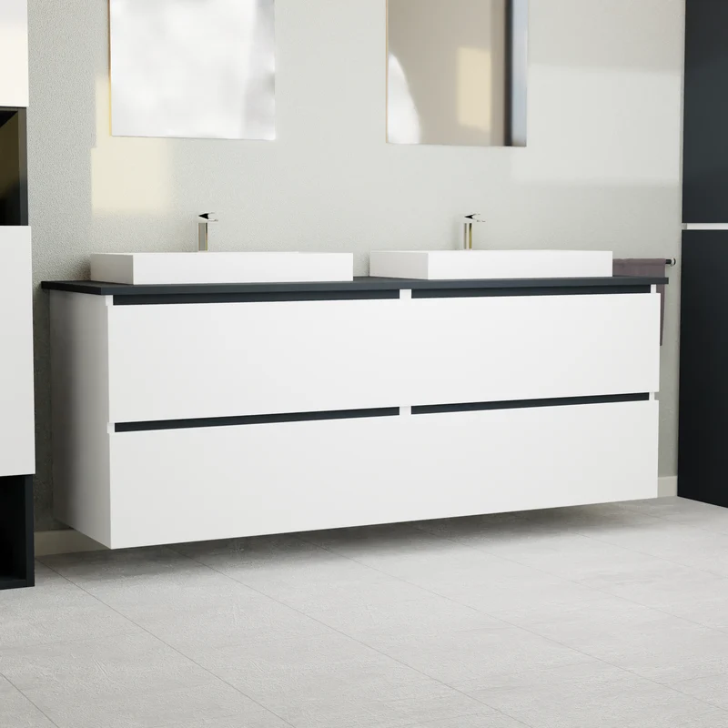 Garlivo Waschbeckenunterschrank GLB-160 Weiß mit Schubladen