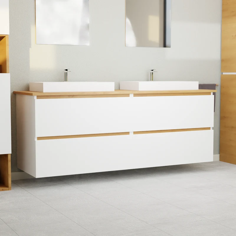 Garlivo Waschbeckenunterschrank GLB-160 Weiß mit Schubladen