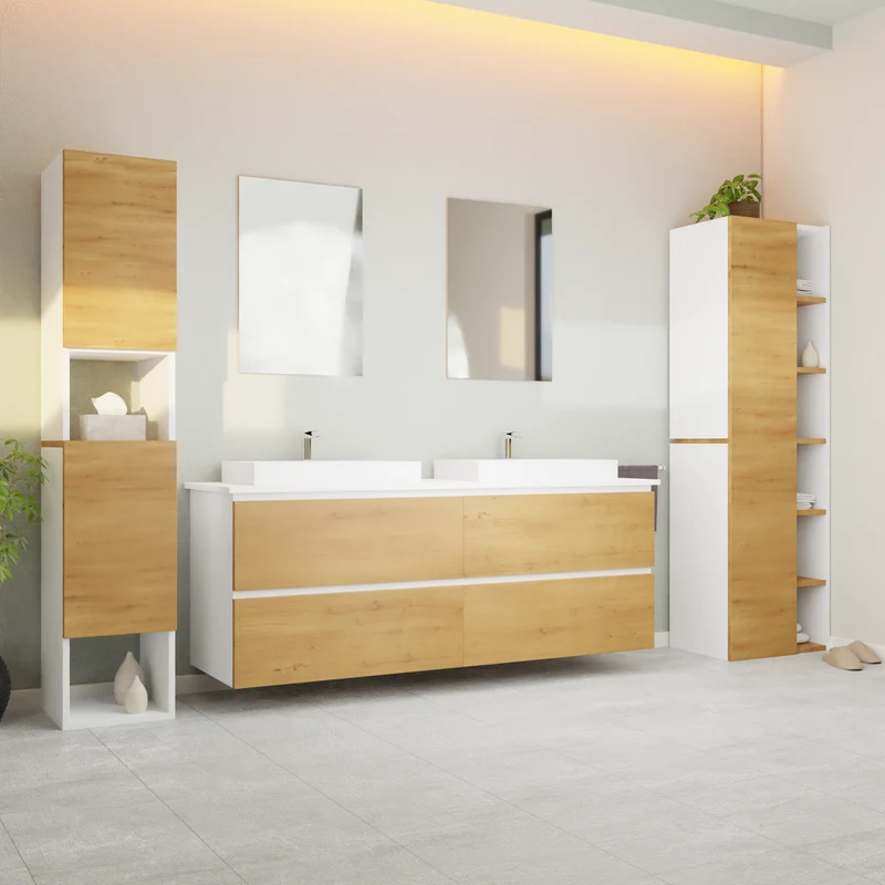 Garlivo Waschbeckenunterschrank GLB-160 Eiche mit Schubladen