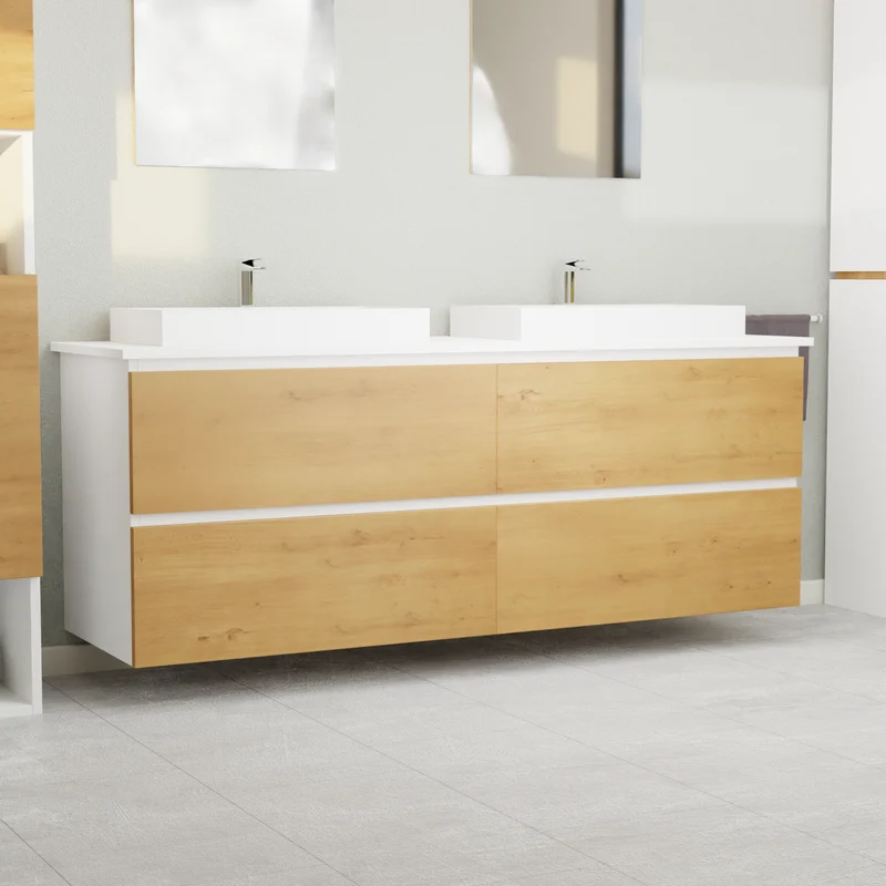 Garlivo Waschbeckenunterschrank GLB-160 Eiche mit Schubladen