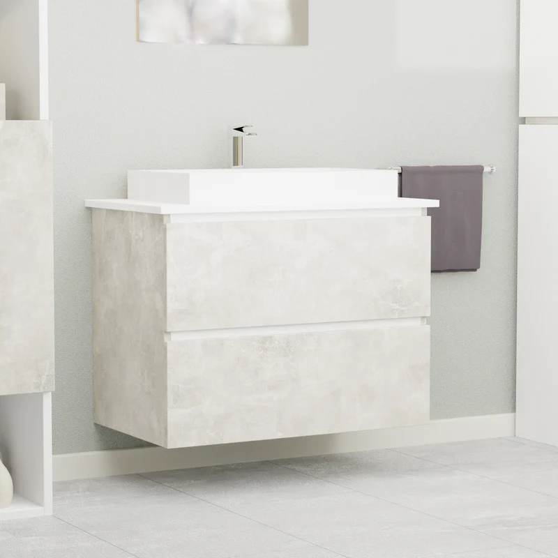Garlivo Waschbeckenunterschrank GLB-80 Beton mit Schubladen