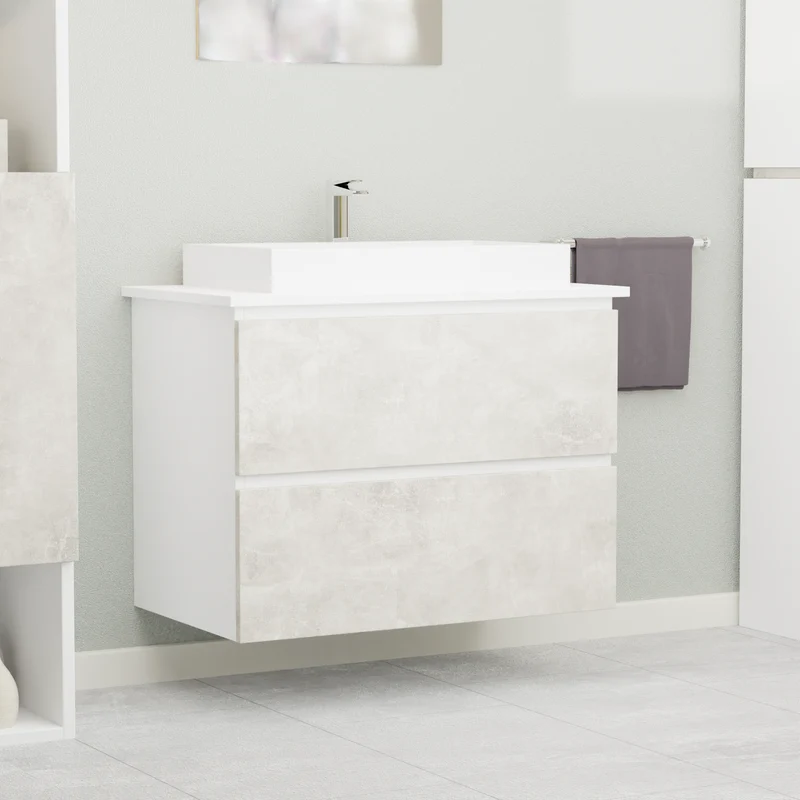 Garlivo Waschbeckenunterschrank GLB-80 Beton mit Schubladen