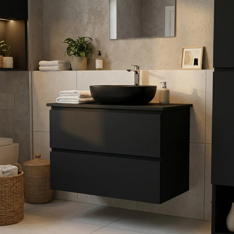 Garlivo Waschbeckenunterschrank GLB-80 Anthrazit mit Schubladen