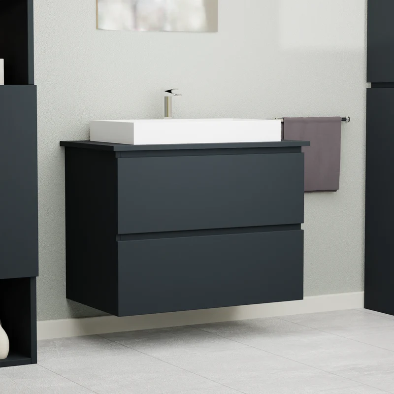 Garlivo Waschbeckenunterschrank GLB-80 Anthrazit mit Schubladen