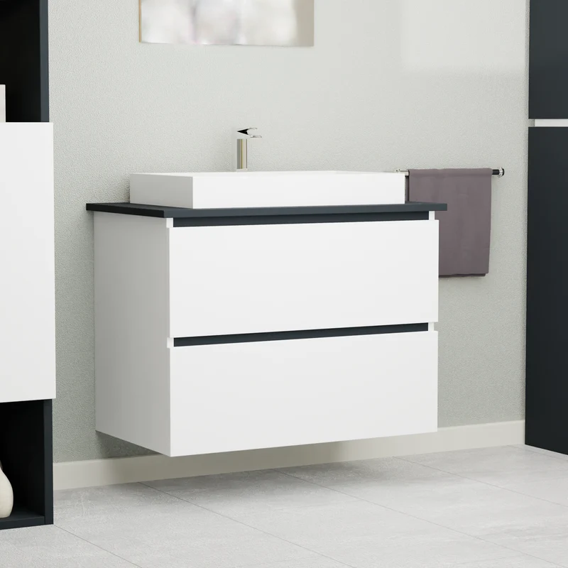 Garlivo Waschbeckenunterschrank GLB-80 Weiss mit Schubladen