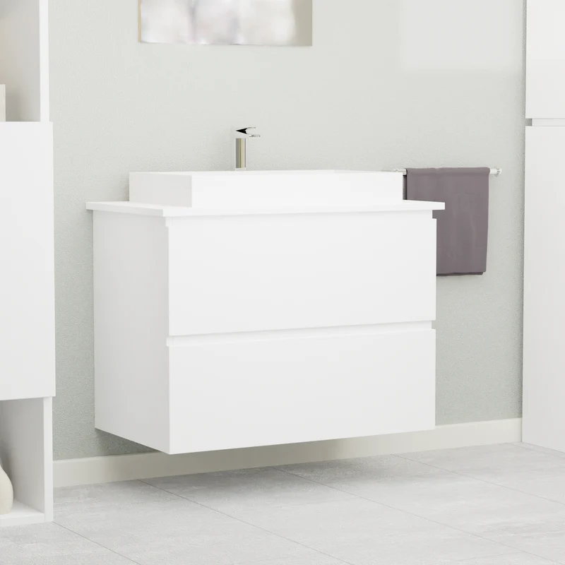 Garlivo Waschbeckenunterschrank GLB-80 Weiss mit Schubladen