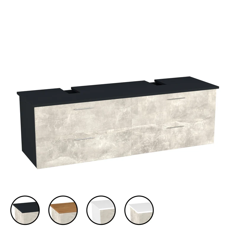 Garlivo Waschbeckenunterschrank GLA-160 Beton mit Schubladen